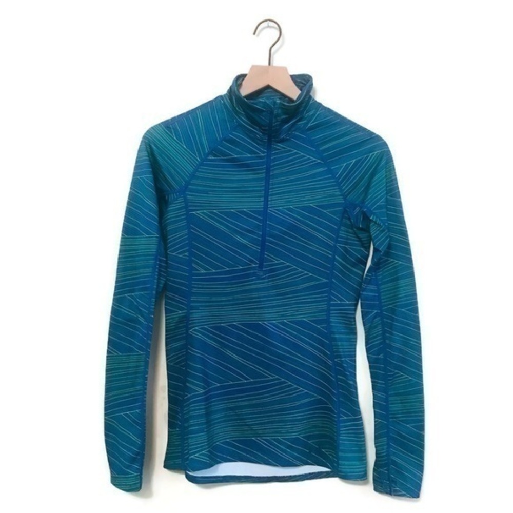 Under Armour Blue Green Half Zip Long Sleeve Shirt